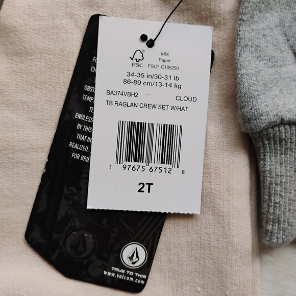 VOLCOM NEW Raglan Crewneck Sweatshirt,Sweatpants & Beanie - Picture 11 of 15